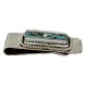 Handmade Navajo Nickel and .925 Sterling Silver Inlay Natural Turquoise and Mother of Pearl Native American Money Clip 11263-2