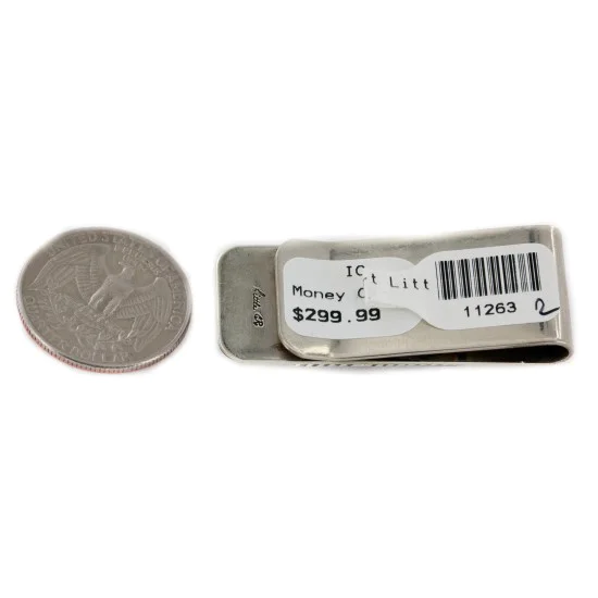 Handmade Navajo Nickel and .925 Sterling Silver Inlay Natural Turquoise and Mother of Pearl Native American Money Clip 11263-2