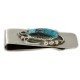 Handmade Certified Authentic Navajo Nickel and .925 Sterling Silver Natural Turquoise Native American Money Clip 10529