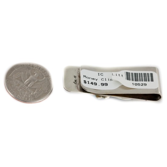 Handmade Certified Authentic Navajo Nickel and .925 Sterling Silver Natural Turquoise Native American Money Clip 10529