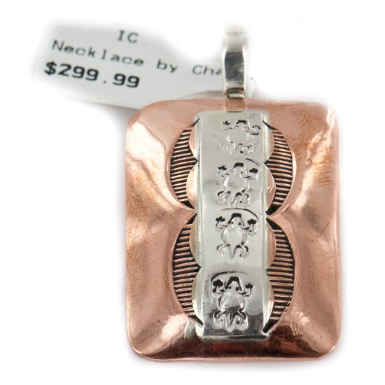 Horneytoad Navajo .925 Sterling Silver Handmade Certified Authentic Pure Copper Native American Pendant 17055-5