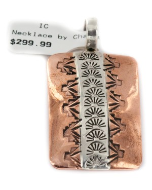 Navajo .925 Sterling Silver Sun Handmade Certified Authentic Pure Copper Native American Pendant 17055-2