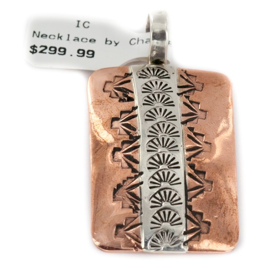 Navajo .925 Sterling Silver Sun Handmade Certified Authentic Pure Copper Native American Pendant 17055-2