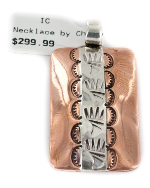 Navajo Bear Paw .925 Sterling Silver Handmade Certified Authentic Pure Copper Native American Pendant 17055-4