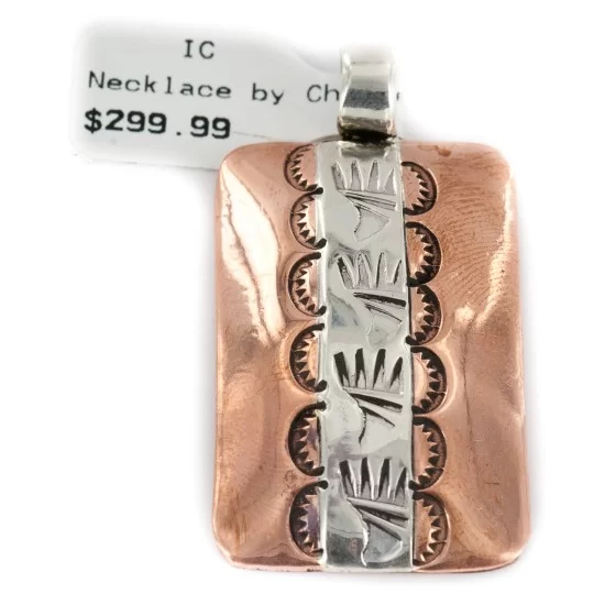 Navajo Bear Paw .925 Sterling Silver Handmade Pure Copper Native American Pendant 17055-4 Navajo Bear Paw .925 Sterling Silver Handmade Pure Copper Native American Pendant 17055-4