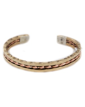Paw Handmade Certified Authentic Navajo Pure Brass and Copper Native American Bracelet 12987-1