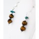 Certified Authentic Navajo .925 Sterling Silver Hooks Natural Turquoise and Tigers Eye Native American Earrings 18068-2-2