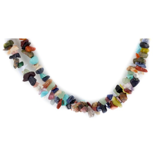 2 Strand Certified Authentic .925 Sterling Silver Navajo Natural Multicolor Stones Native American Necklace 15501-458 2 Strand Certified Authentic .925 Sterling Silver Navajo Natural Multicolor Stones Native American Necklace 15501-458