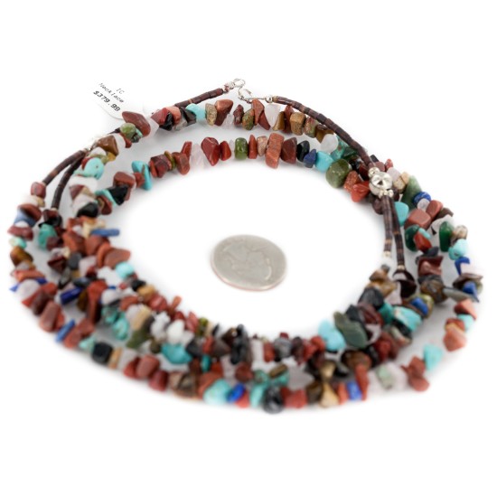 2 Strand Certified Authentic .925 Sterling Silver Navajo Natural Jasper and Multicolor Stones Native American Necklace 16020-83 2 Strand Certified Authentic .925 Sterling Silver Navajo Natural Jasper and Multicolor Stones Native American Necklace 16020-83