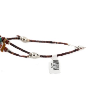 2 Strand Certified Authentic .925 Sterling Silver Navajo Natural Jasper and Multicolor Stones Native American Necklace 16020-83