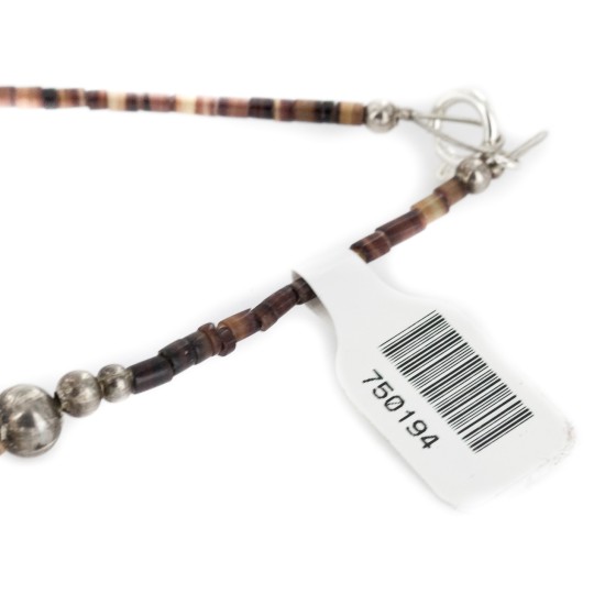 2 Strand .925 Sterling Silver Certified Authentic Navajo Natural Turquoise Carnelian Agate and Jasper Native American Necklace 750194-01