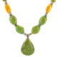 .925 Sterling Silver Certified Authentic Navajo Composite Gaspeite and Synthetic Amber Native American Necklace 17077