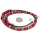 .925 Sterling Silver Certified Authentic Navajo Coral Natural Hematite Native American Necklace 25326