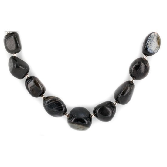 Nickel Certified Authentic Navajo Natural Agate Native American Necklace 25325