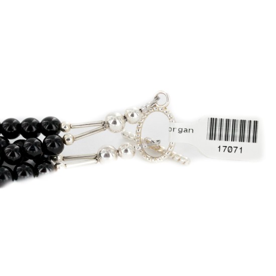 2 Strand Nickel Certified Authentic Navajo Dyed Quartz and Agate Natural Black Onyx Native American Necklace 17071