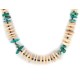 .925 Sterling Silver Certified Authentic Navajo Natural Turquoise and Melon Shell Native American Necklace 15567-08