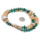 .925 Sterling Silver Certified Authentic Navajo Natural Turquoise and Melon Shell Native American Necklace 15567-08