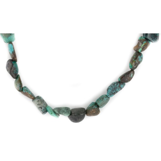 .925 Sterling Silver Certified Authentic Navajo Natural Turquoise Native American Necklace 1579-12