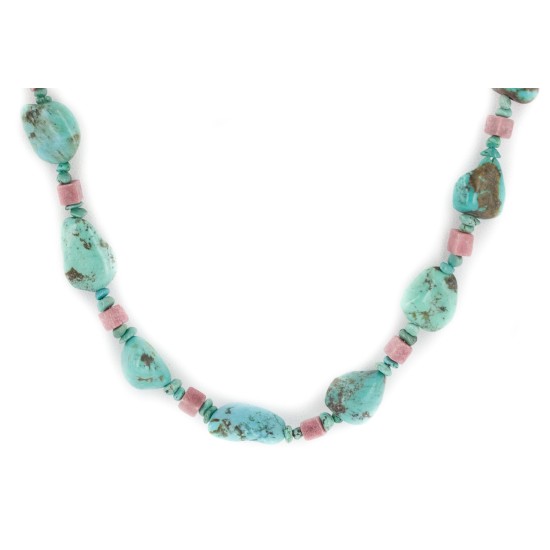 .925 Sterling Silver Certified Authentic Navajo Natural Charoite and Turquoise Native American Necklace 15205-8
