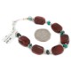 Certified Authentic Navajo .925 Sterling Silver Natural Turquoise and Red Jasper Native American Bracelet 13024