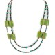 2 Strand .925 Sterling Silver Certified Authentic Navajo Composite Gaspeite Natural Green Agate Native American Necklace 750136-91