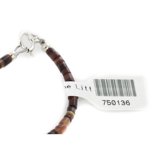 2 Strand .925 Sterling Silver Certified Authentic Navajo Composite Gaspeite Natural Green Agate Native American Necklace 750136-91