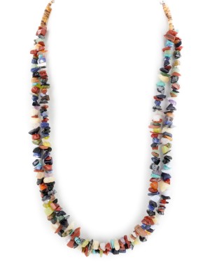 2 Strand .925 Sterling Silver Certified Authentic Navajo Natural Multicolor Stones Native American Necklace 15501-128 2 Strand .925 Sterling Silver Certified Authentic Navajo Natural Multicolor Stones Native American Necklace 15501-128