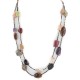2 Strand .925 Sterling Silver Certified Authentic Navajo Natural Turquoise Carnelian Agate and Jasper Native American Necklace 750194-01