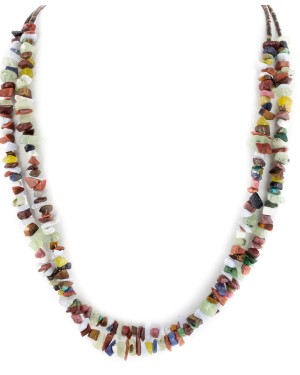 2 Strand Certified Authentic Navajo .925 Sterling Silver Natural Agate and Multicolor Stones Native American Necklace 15315-28 2 Strand Certified Authentic Navajo .925 Sterling Silver Natural Agate and Multicolor Stones Native American Necklace 15315-28