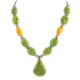 .925 Sterling Silver Certified Authentic Navajo Composite Gaspeite and Synthetic Amber Native American Necklace 17077