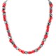 .925 Sterling Silver Certified Authentic Navajo Coral Natural Hematite Native American Necklace 25326