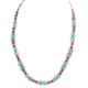 .925 Sterling Silver Certified Authentic Navajo Coral Natural Turquoise Native American Necklace 1579-14