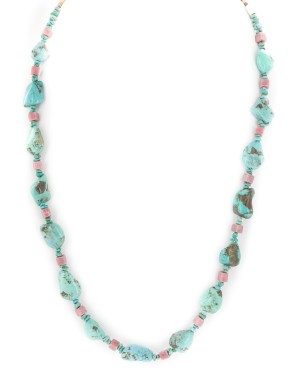 .925 Sterling Silver Certified Authentic Navajo Natural Charoite and Turquoise Native American Necklace 15205-8