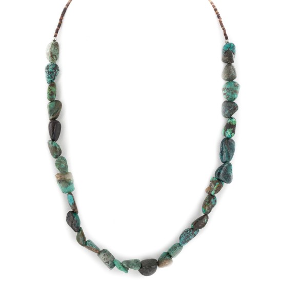 .925 Sterling Silver Certified Authentic Navajo Natural Turquoise Native American Necklace 1579-12