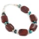 Certified Authentic Navajo .925 Sterling Silver Natural Turquoise and Red Jasper Native American Bracelet 13024