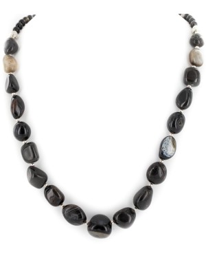 Nickel Certified Authentic Navajo Natural Agate Native American Necklace 25325