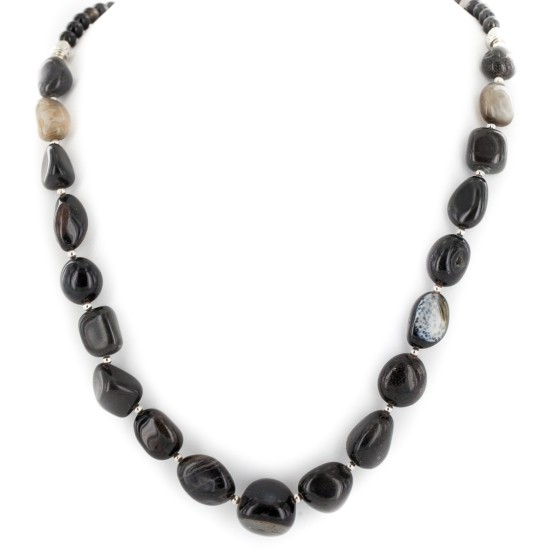 Nickel Certified Authentic Navajo Natural Agate Native American Necklace 25325