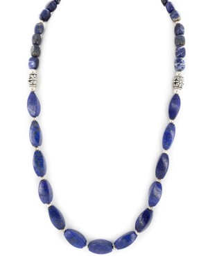 Nickel Certified Authentic Navajo Natural Lapis Lazuli Native American Necklace 25323