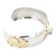 12kt Gold Filled and .925 Sterling Silver Certified Authentic Buffalo Handmade Navajo Natural Spiderweb Turquoise Native American Bracelet 12970-2