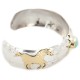 12kt Gold Filled and .925 Sterling Silver Certified Authentic Horse Handmade Navajo Natural Leadville Turquoise Native American Bracelet 12969-1