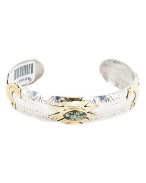 12kt Gold Filled and .925 Sterling Silver Certified Authentic Horse Handmade Navajo Natural Spiderweb Turquoise Native American Bracelet 12969-5 12kt Gold Filled and .925 Sterling Silver Certified Authentic Horse Handmade Navajo Natural Spiderweb Turquoise Native American Bracelet 12969-5
