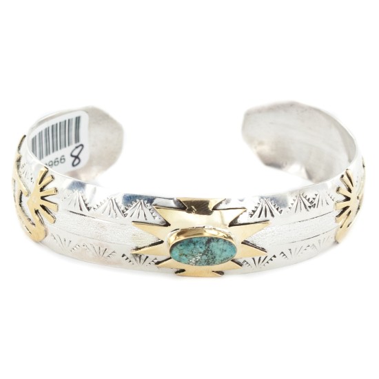 12kt Gold Filled and .925 Sterling Silver Certified Authentic Kokopelli Handmade Navajo Natural Turquoise #8 Native American Bracelet 12966-8 12kt Gold Filled and .925 Sterling Silver Certified Authentic Kokopelli Handmade Navajo Natural Turquoise #8 Native American Bracelet 12966-8