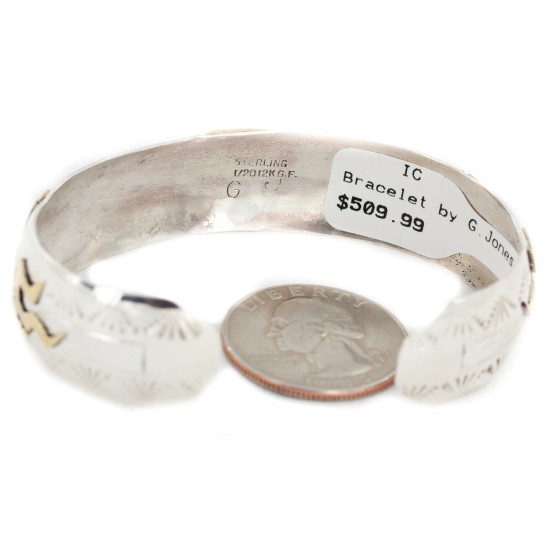 12kt Gold Filled and .925 Sterling Silver Certified Authentic Kokopelli Handmade Navajo Natural Turquoise #8 Native American Bracelet 12966-8 12kt Gold Filled and .925 Sterling Silver Certified Authentic Kokopelli Handmade Navajo Natural Turquoise #8 Native American Bracelet 12966-8
