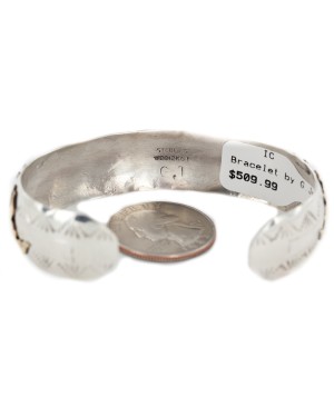 12kt Gold Filled Over .925 Sterling Silver Certified Authentic Horse Handmade Navajo Natural Turquoise Native American Bracelet 12969-101