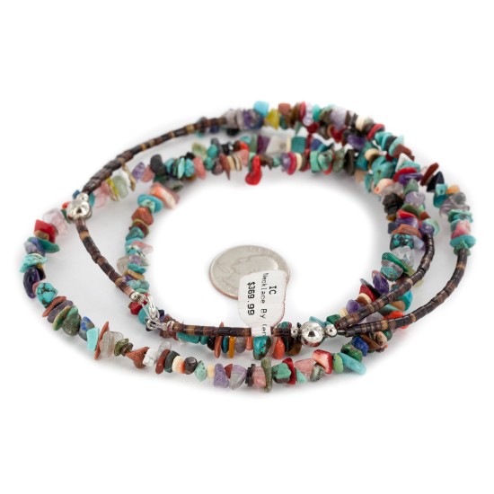 2 Strand Certified Authentic .925 Sterling Silver Navajo Natural Turquoise and Multicolor Stones Native American Necklace 15501-221 2 Strand Certified Authentic .925 Sterling Silver Navajo Natural Turquoise and Multicolor Stones Native American Necklace 15501-221
