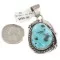 Certified Authentic .925 Sterling Silver Handmade Navajo Natural Turquoise Native American Pendant 14993