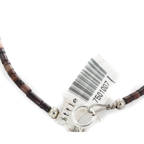 Certified Authentic Navajo .925 Sterling Silver Gaspeite and Heishi Native American Necklace 7501007-11