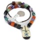 Certified Authentic Navajo .925 Sterling Silver Inlay Natural Turquoise Mother of Pearl Amethyst Black Onyx Charoite Tigers Eye Hematite Native American Necklace 750108-10