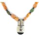 Certified Authentic Navajo .925 Sterling Silver Inlay Natural Turquoise Mother of Pearl Hematite and Quartz Native American Necklace 15810-45