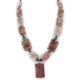 Certified Authentic Navajo .925 Sterling Silver Natural Turquoise Hematite and Jasper Native American Necklace 750122-41